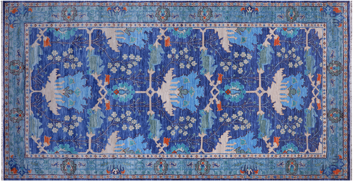 Blue William Morris Handmade Wool Rug 8' 1