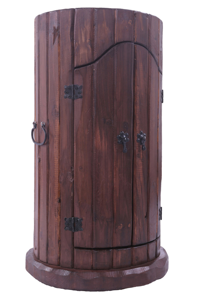 Reclaimed Wood Handcrafted Barrel Bar with 9 Bottle Wine Hutch Mini Bar - BB112