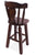 Reclaimed Wood Bar & Counter Stool - Handcarved Back Sunflower - BS113