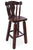 Reclaimed Wood Bar & Counter Stool - Handcarved Back Sunflower - BS113