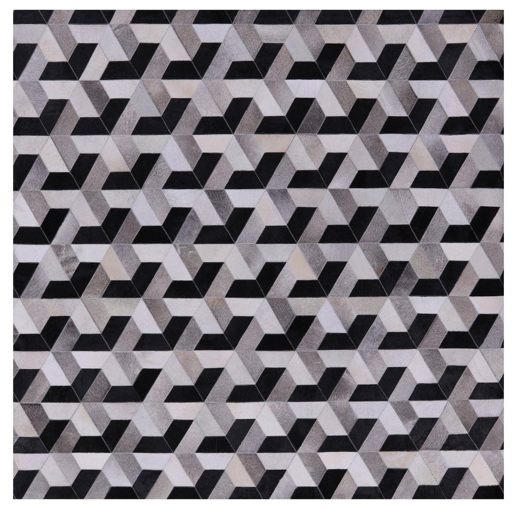 Square Hand Stitched Natural Cowhide Rug - Manhattan Rugs