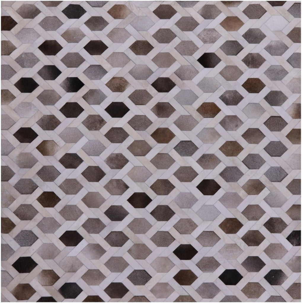 Square Hand Stitched Natural Cowhide Rug - Manhattan Rugs
