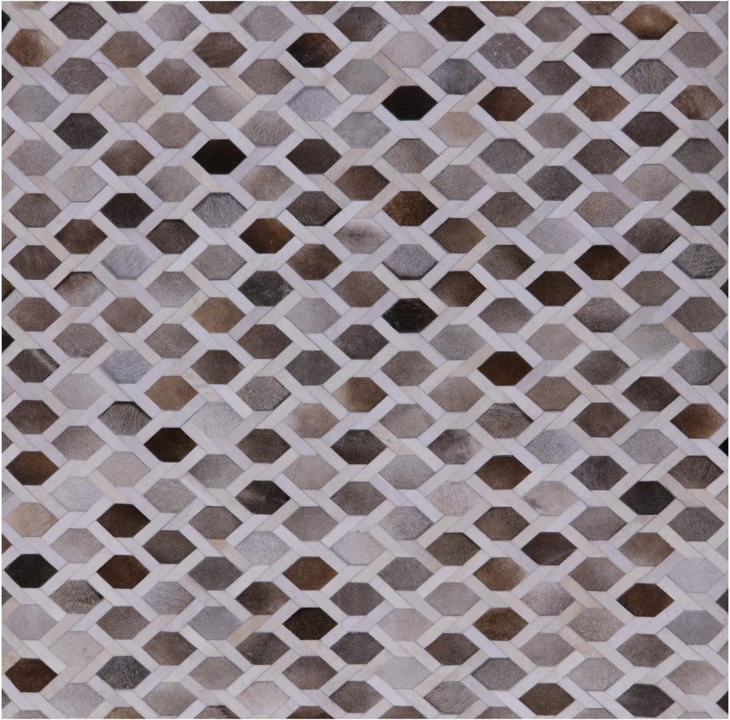 Square Natural Cowhide Hand Stitched Rug - Manhattan Rugs