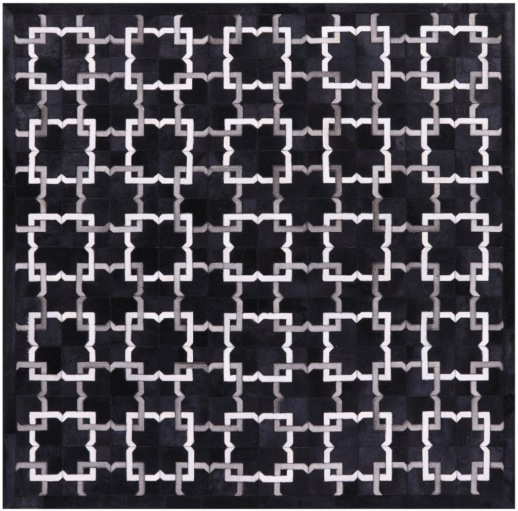 Square Natural Cowhide Hand Stitched Rug - Manhattan Rugs