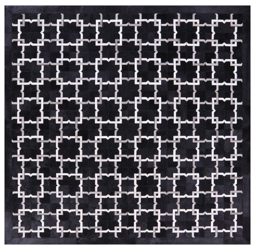 Square Hand Stitched Natural Cowhide Rug - Manhattan Rugs