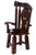 Reclaimed Wood Chair Handcarved Back Sunflower Removable Hair-On Cowhide Pillow - C174-CP