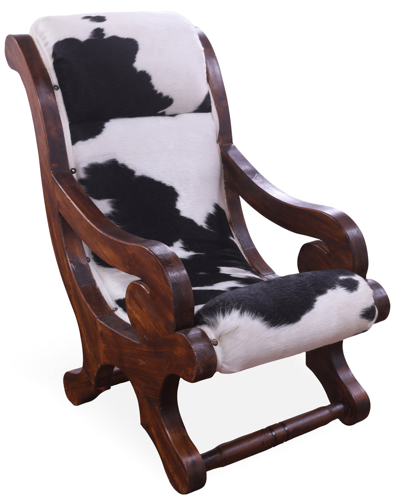 Reclaimed Wood Hair-On Cowhide Handcrafted Chair - C191-FC