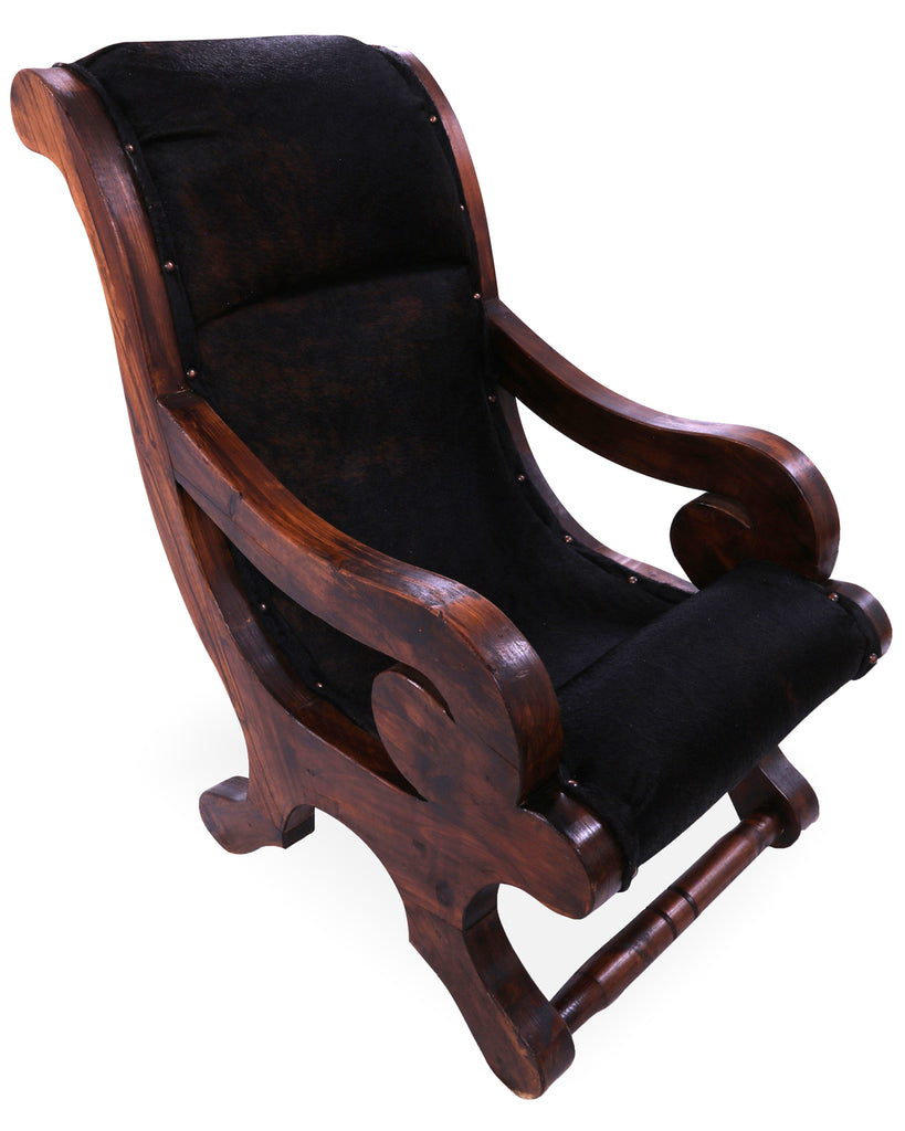 Reclaimed Wood Hair-On Cowhide Handcrafted Chair - C198-FC