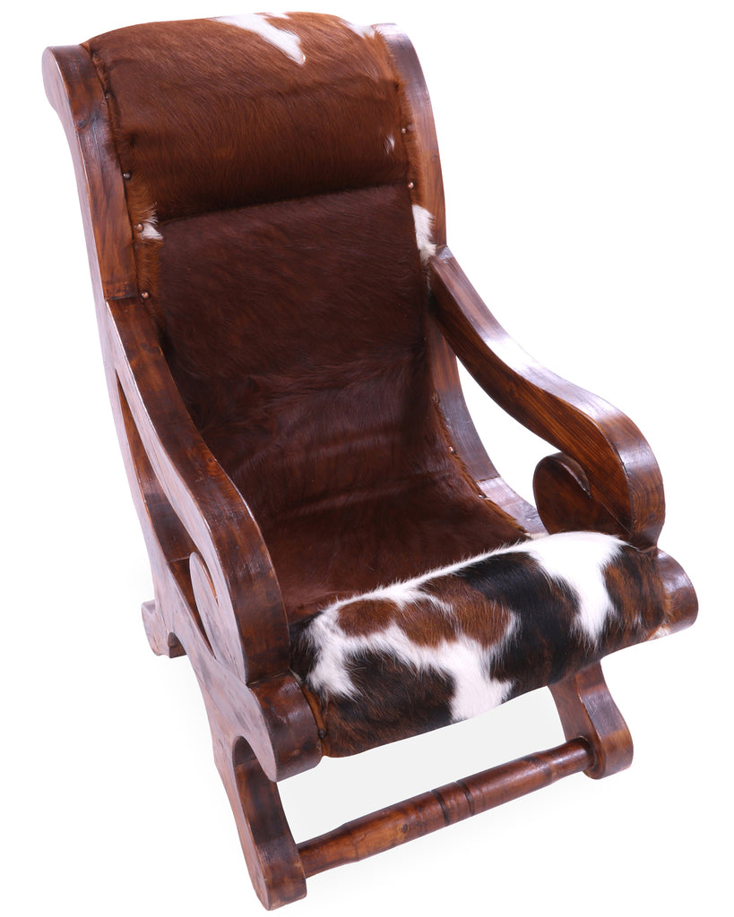 Reclaimed Wood Hair-On Cowhide Handcrafted Chair - C203-FC