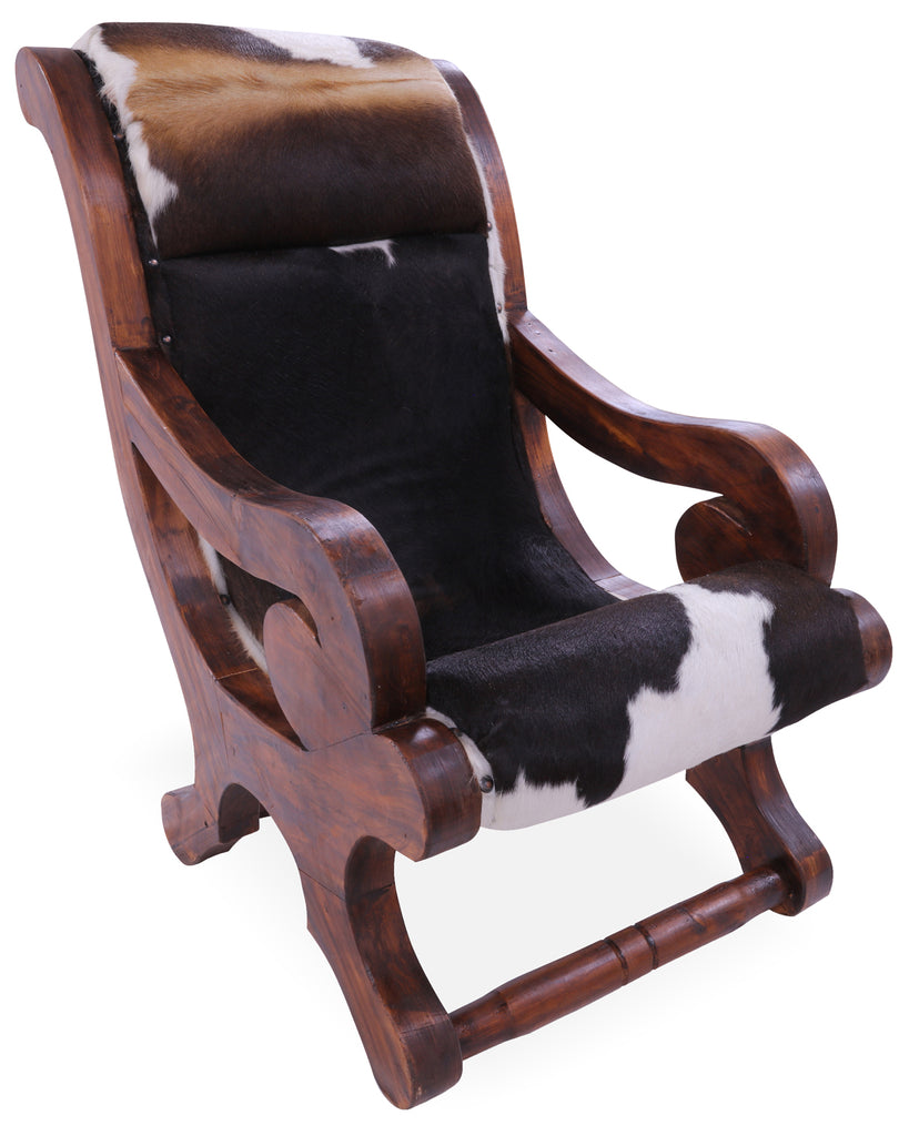 Reclaimed Wood Hair-On Cowhide Handcrafted Chair - C205-FC
