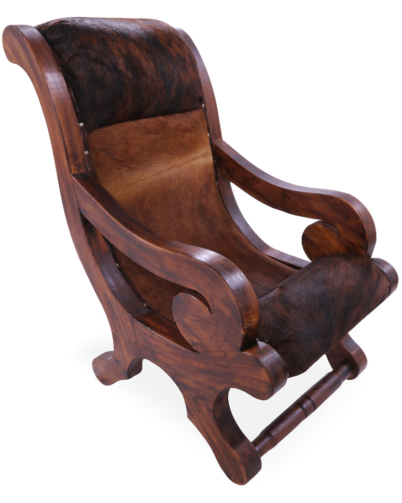 Reclaimed Wood Hair-On Cowhide Handcrafted Chair - C211-FC