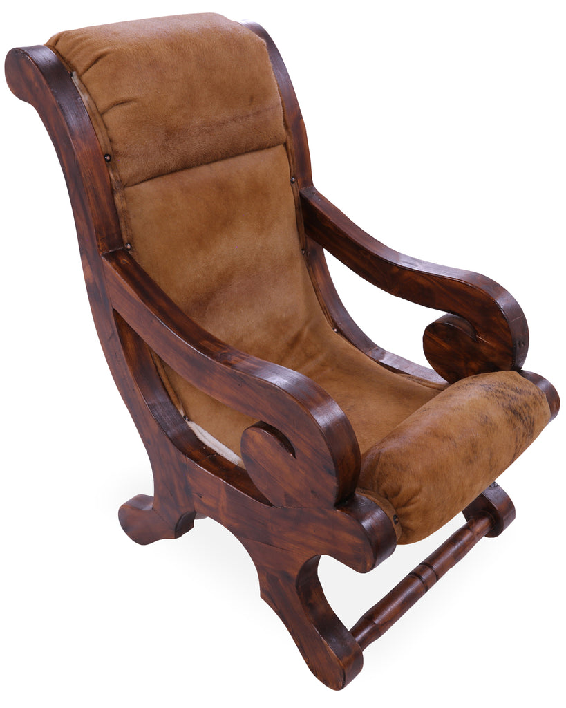 Reclaimed Wood Hair-On Cowhide Handcrafted Chair - C214-FC
