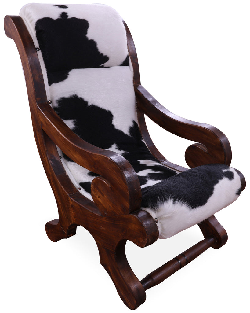 Reclaimed Wood Hair-On Cowhide Handcrafted Chair - C218-FC