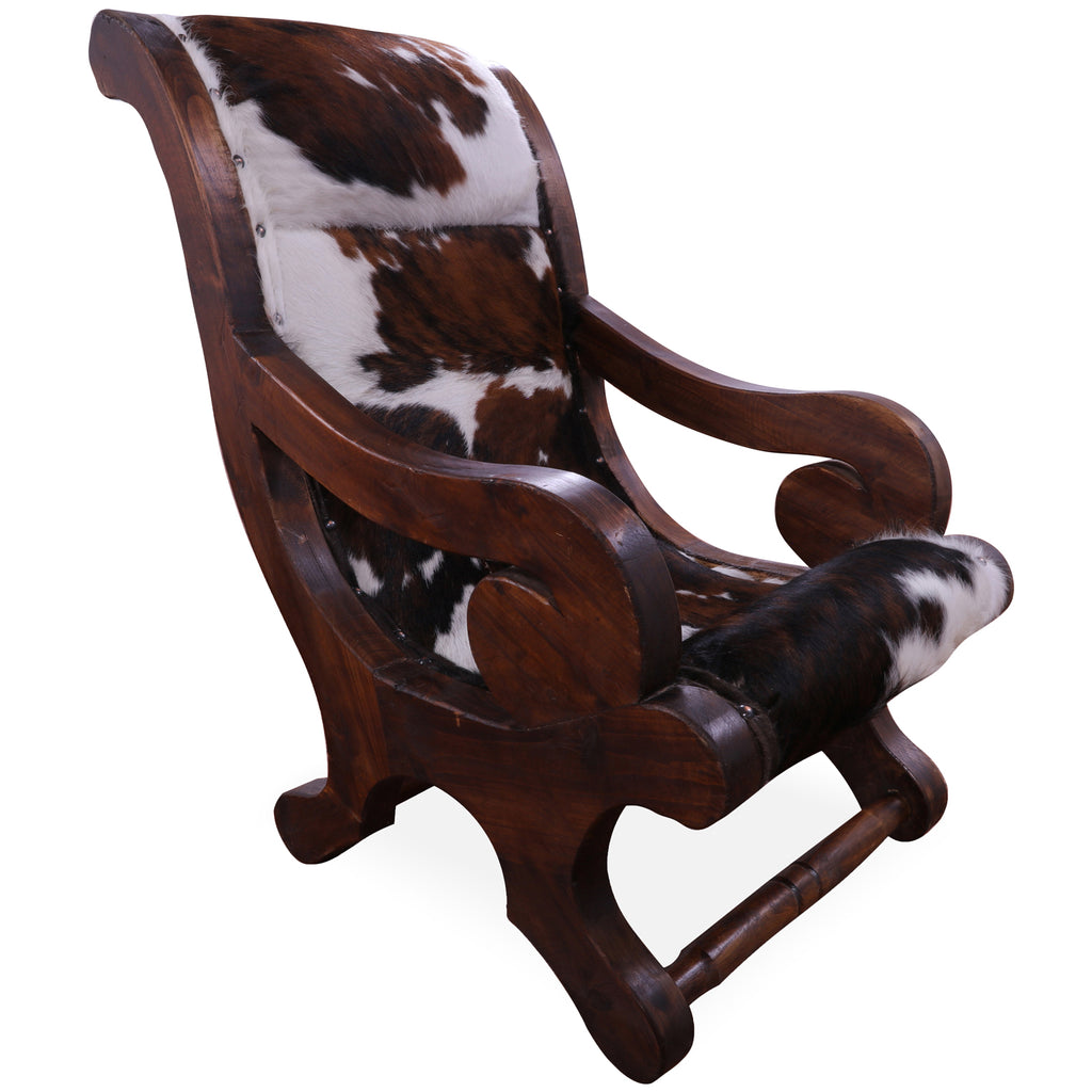 Reclaimed Wood Hair-On Cowhide Handcrafted Chair - C219-FC