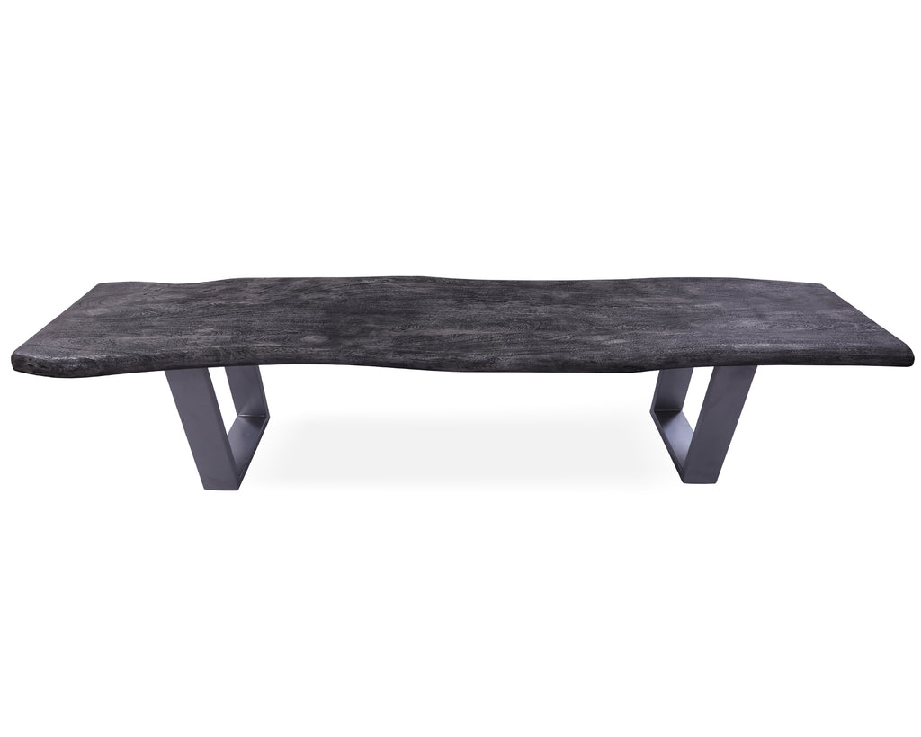 Grey Solid Wood Handmade Dining Bench With Metal Legs - 18"H x 79"W x 15.7"D