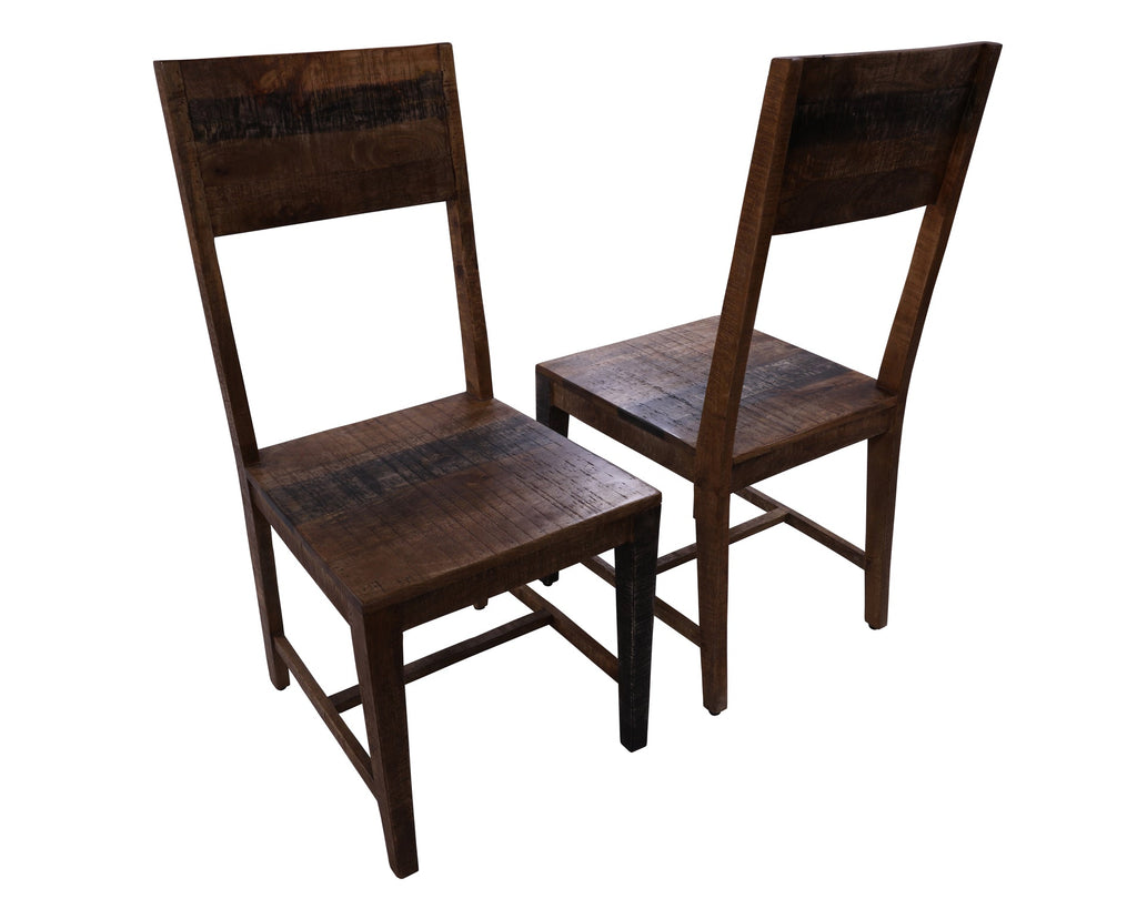 Solid Wood Handmade Dining Chair Set of Two With Texture - 40"H x 18"W x 18.5"D