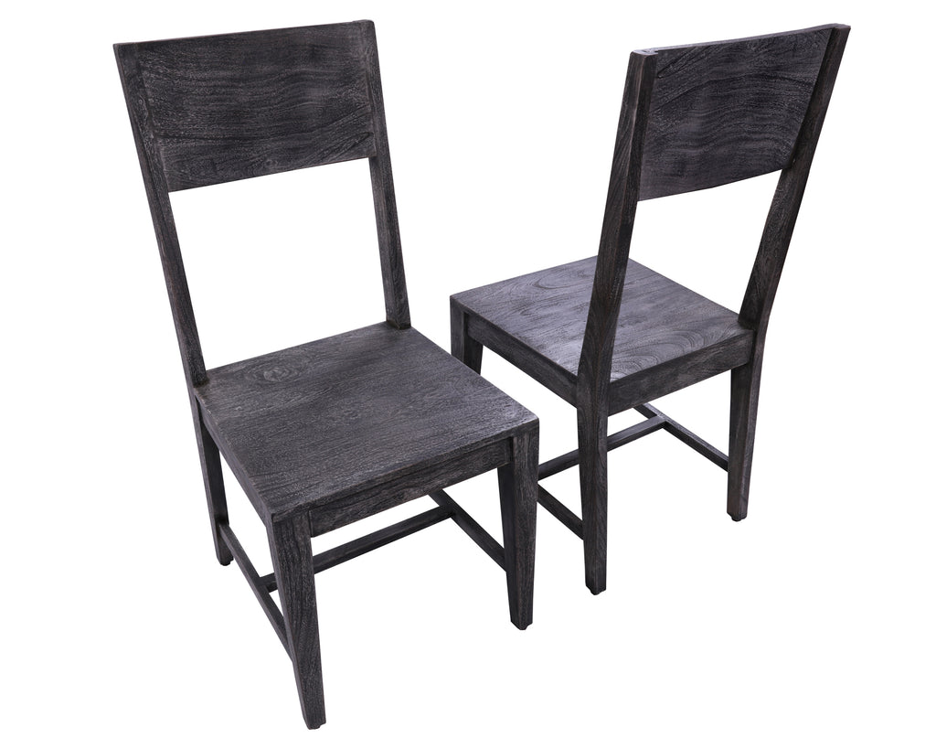 Grey Solid Wood Handmade Dining Chair Set of Two - 40"H x 18"W x 18.5"D