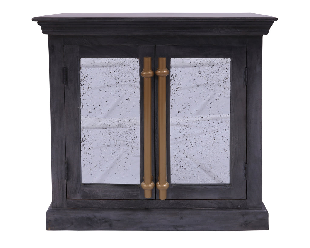 Solid Wood Handcrafted Sideboard Cabinet With Mirror - 34"H x 32"W x 14"D