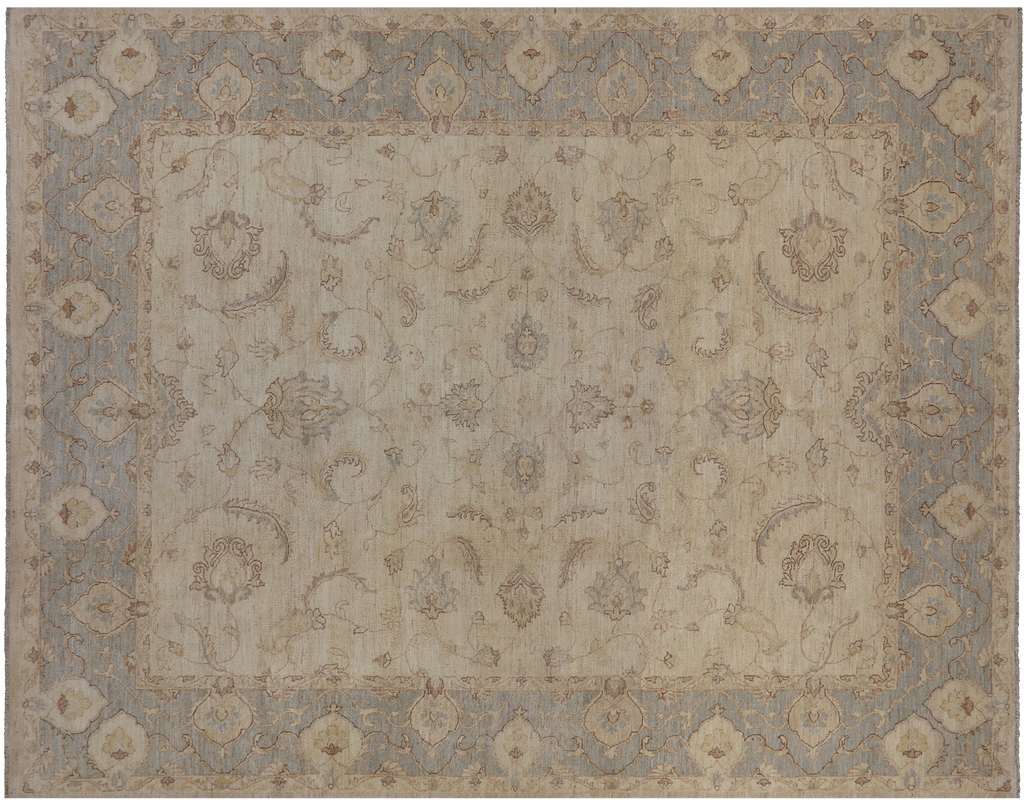 Ivory 8' 2" X 10' 7" Washed Out Turkish Oushak Hand Knotted Area Rug - H3810