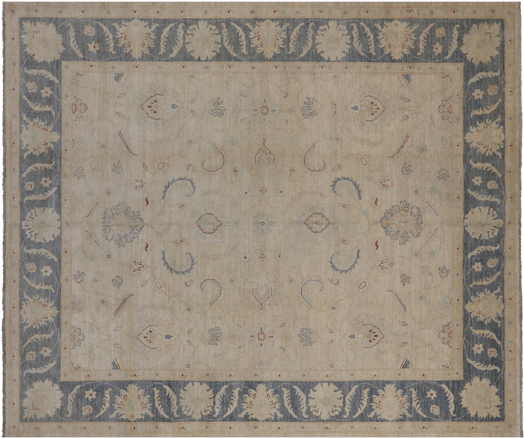 Ivory 8' 5" X 9' 10" Turkish Oushak Hand Knotted Wool Area Rug - H5962