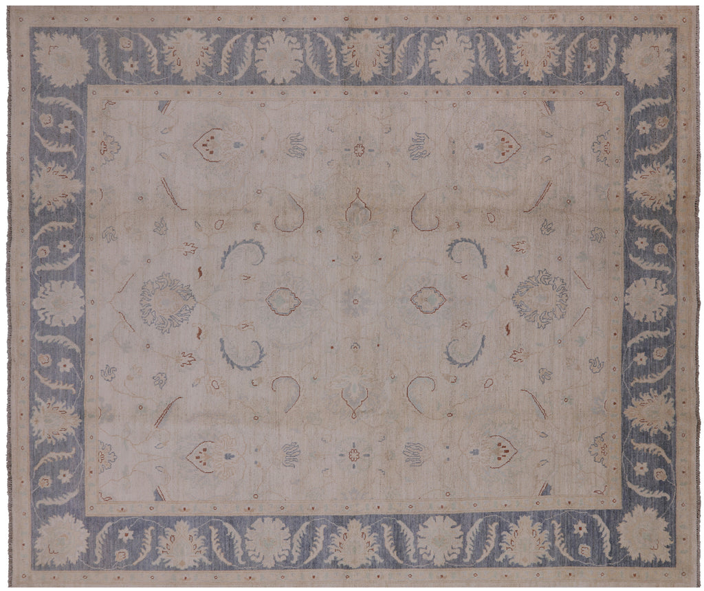 Ivory 8' 5" X 9' 10" Turkish Oushak Hand Knotted Wool Area Rug - H5962