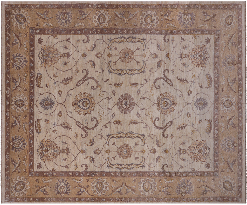 Ivory 8' 3" X 9' 10" Turkish Oushak Hand Knotted Area Rug - H9395