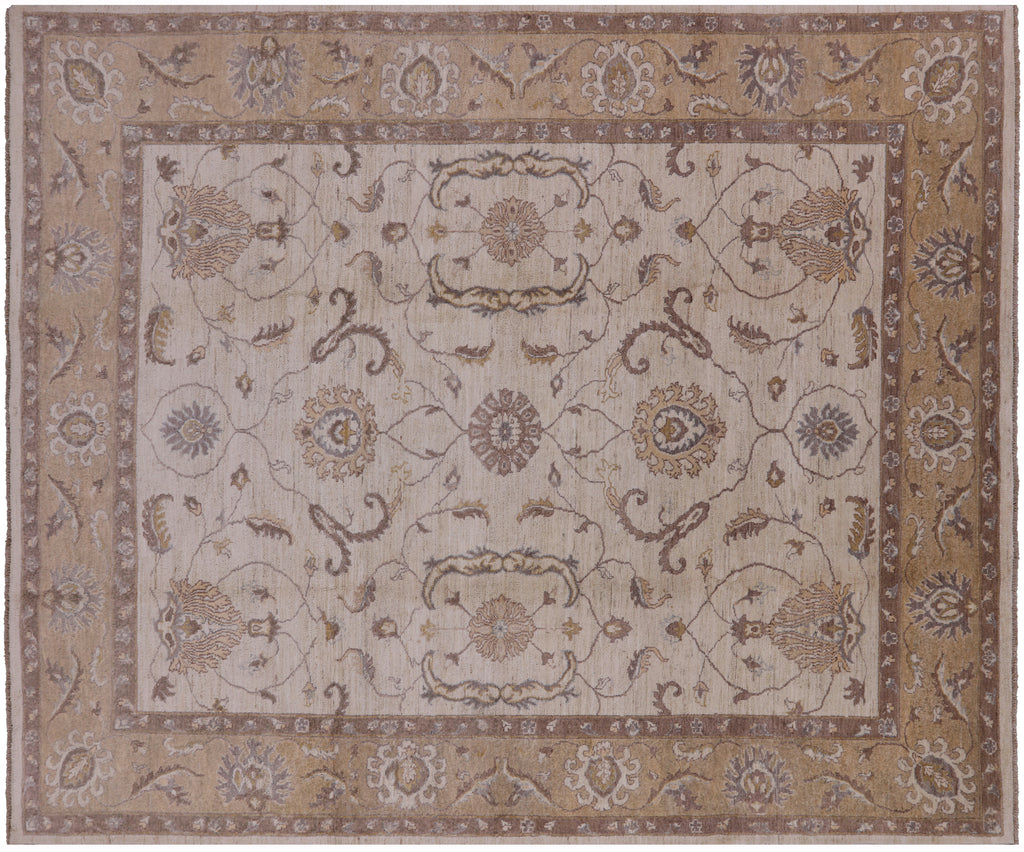 Ivory 8' 3" X 9' 10" Turkish Oushak Hand Knotted Area Rug - H9395