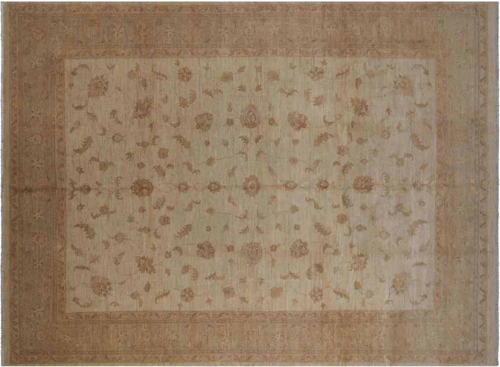 Ivory 8' 10" X 12' 3" Turkish Oushak Handmade Wool Area Rug - H9736