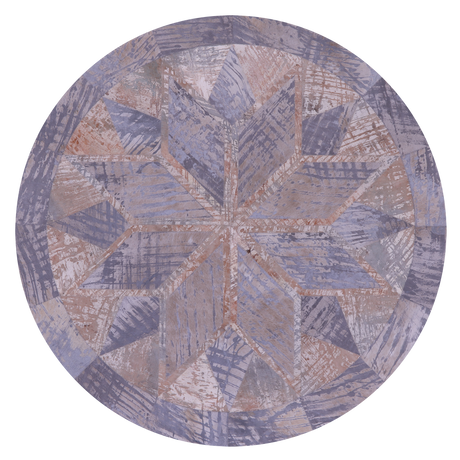 Abstract Round Printed Natural Cowhide Hand Stitched Rug - Manhattan Rugs
