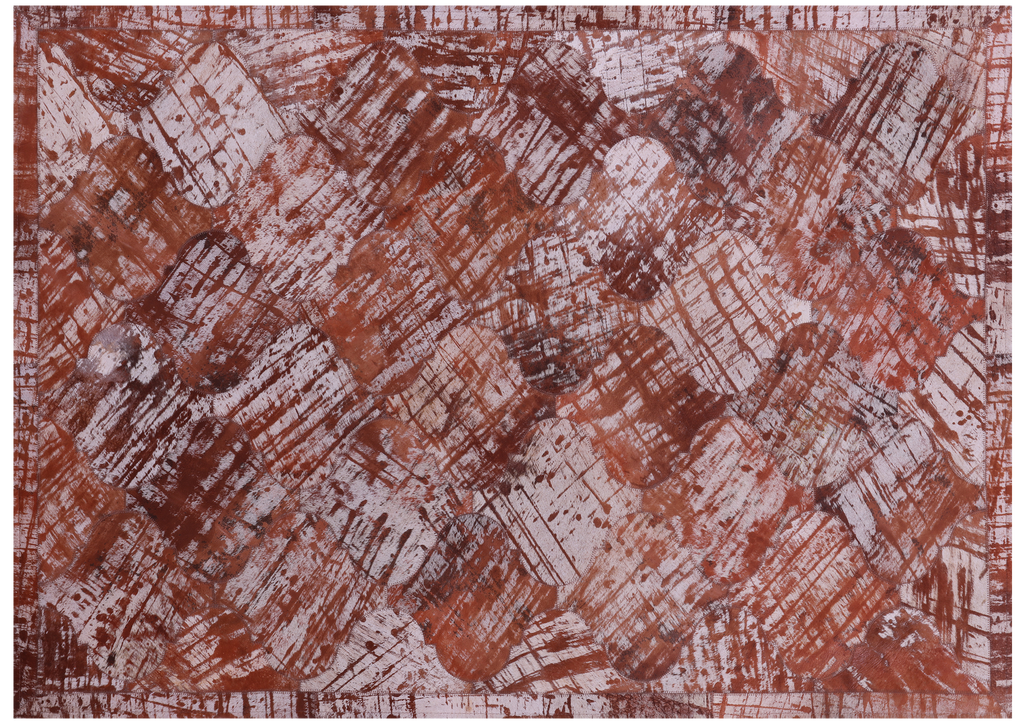 Lantern Tile Printed Natural Cowhide Hand Stitched Rug - Manhattan Rugs