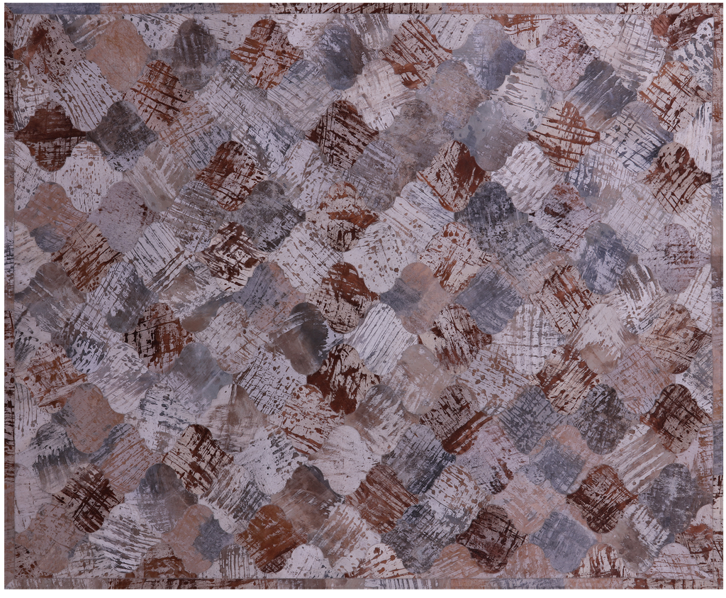 Lantern Tile Printed Natural Cowhide Hand Stitched Rug - Manhattan Rugs