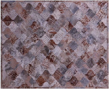 Lantern Tile Printed Natural Cowhide Hand Stitched Rug - Manhattan Rugs