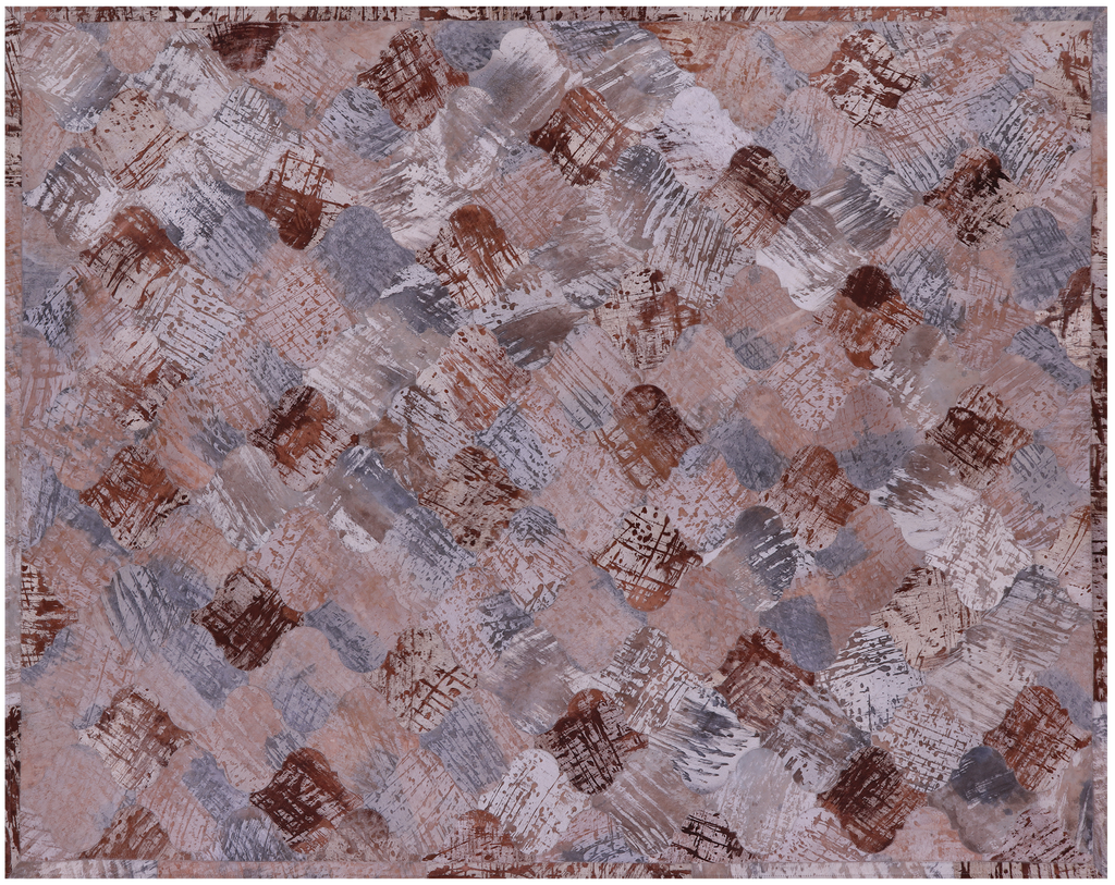 Lantern Tile Printed Natural Cowhide Hand Stitched Rug - Manhattan Rugs