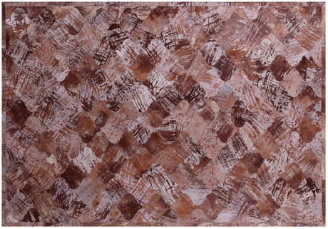 Lantern Tile Brown Printed Natural Cowhide Hand Stitched Rug - Manhattan Rugs