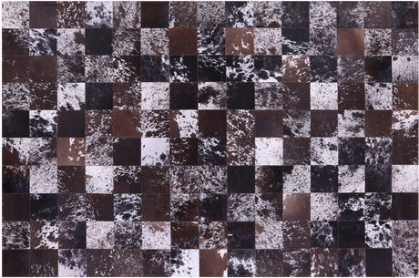 Black & Brown Salt & Pepper Natural Cowhide Hand Stitched Rug - Manhattan Rugs