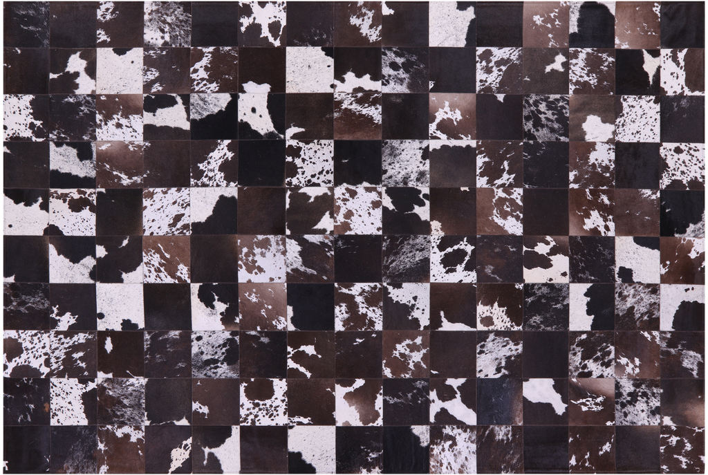 Black & Brown Salt & Pepper Natural Cowhide Hand Stitched Rug - Manhattan Rugs