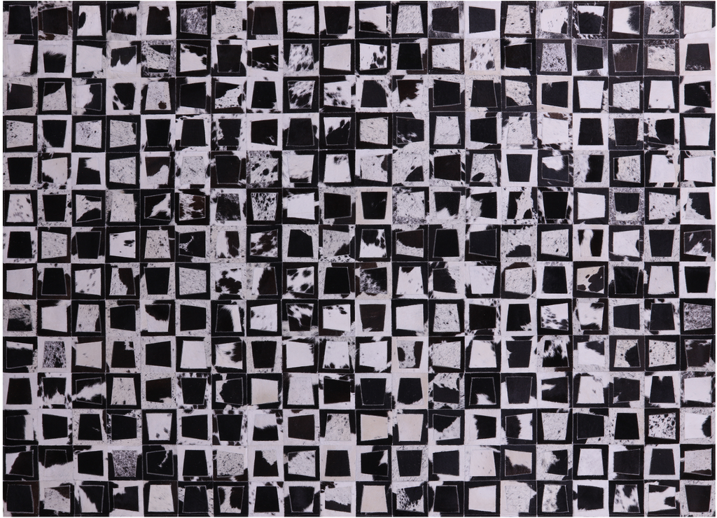 Wabi-Sabi Black & White Natural Cowhide Hand Stitched Rug - Manhattan Rugs