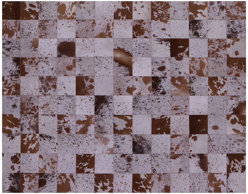 Brown & White Salt & Pepper Natural Cowhide Hand Stitched Rug - Manhattan Rugs
