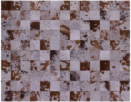 Brown & White Salt & Pepper Natural Cowhide Hand Stitched Rug - Manhattan Rugs