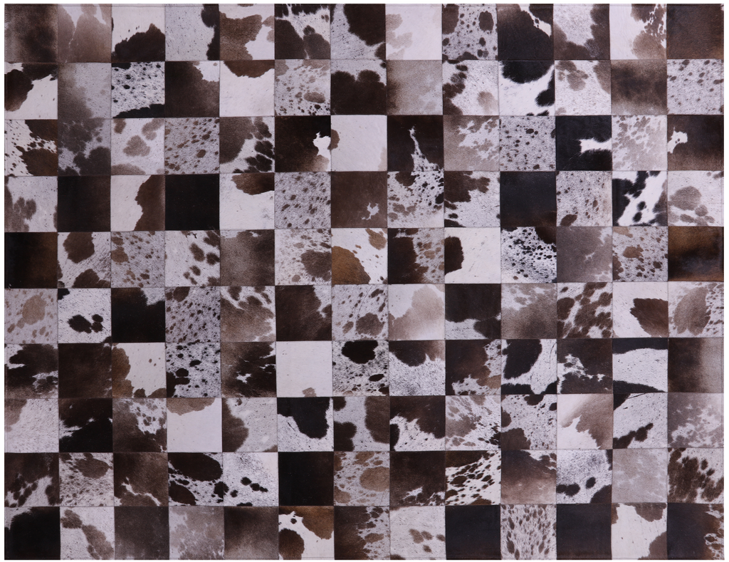 Brown & White Natural Cowhide Hand Stitched Rug - Manhattan Rugs