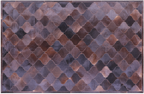Lantern Tile Brown Natural Cowhide Hand Stitched Rug - Manhattan Rugs