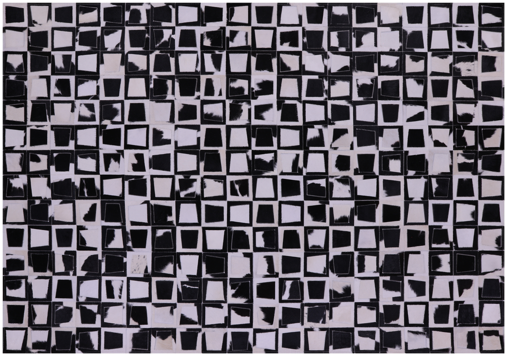 Black & White Wabi-Sabi Natural Cowhide Hand Stitched Rug - Manhattan Rugs