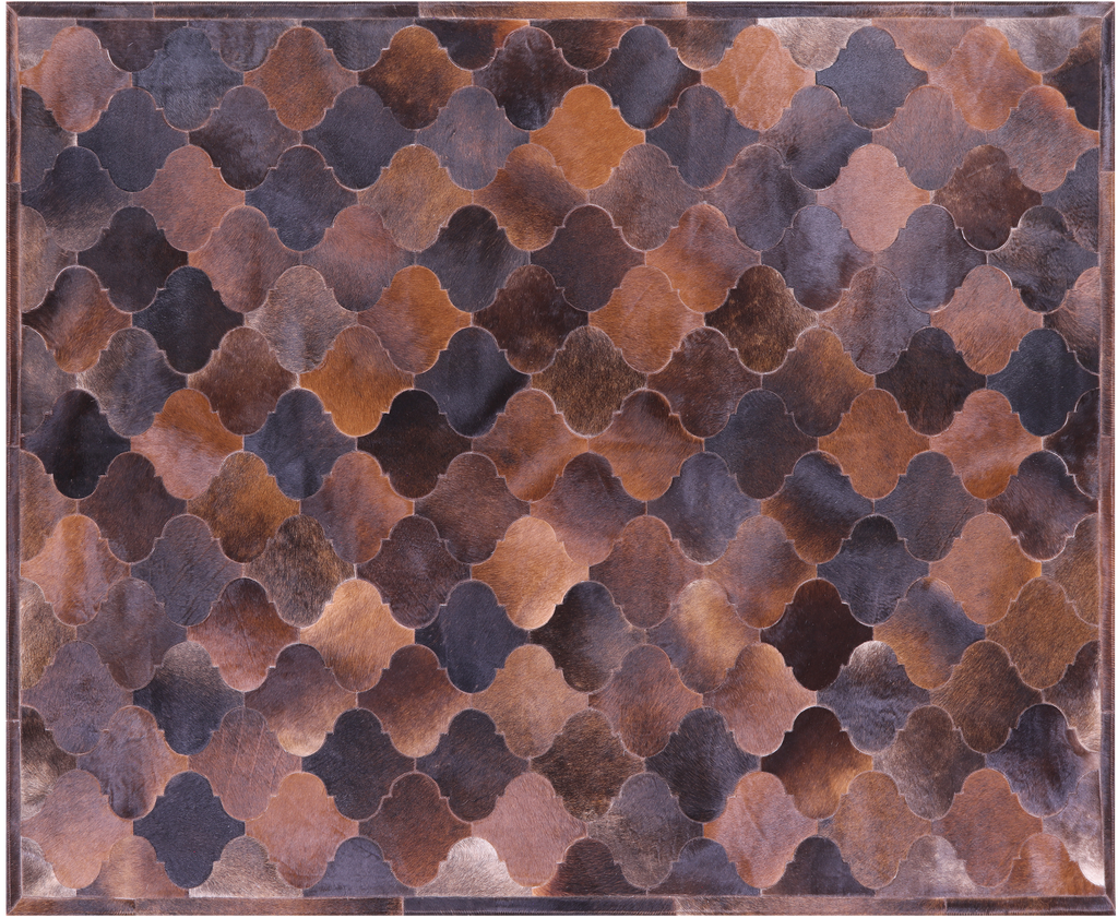 Lantern Tile Brown Natural Cowhide Hand Stitched Rug - Manhattan Rugs