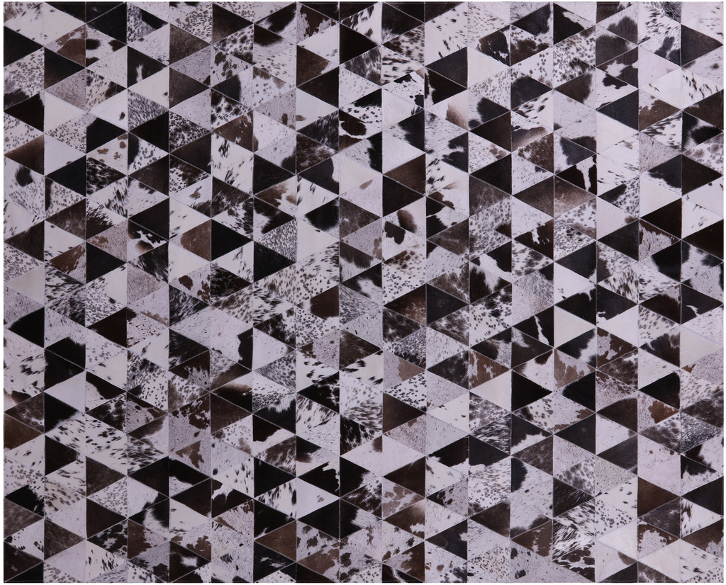 Black Brown & White Salt & Pepper Natural Cowhide Hand Stitched Rug - Manhattan Rugs