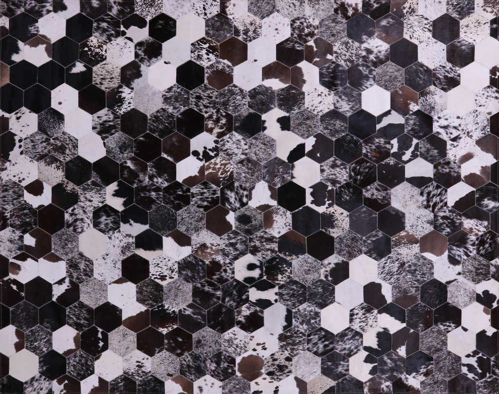 Black & White Natural Cowhide Hand Stitched Rug - Manhattan Rugs