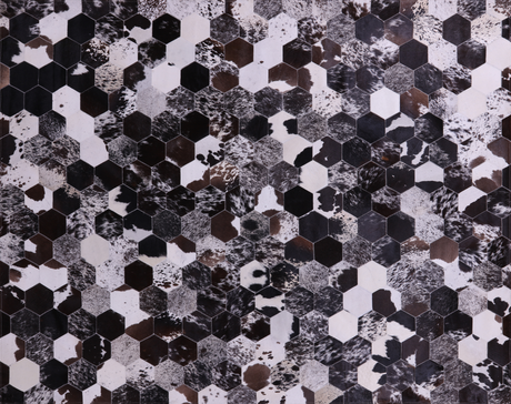 Black & White Natural Cowhide Hand Stitched Rug - Manhattan Rugs