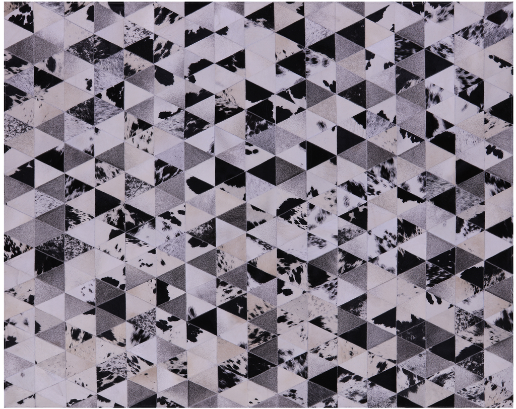 Black & White Natural Cowhide Hand Stitched Rug - Manhattan Rugs