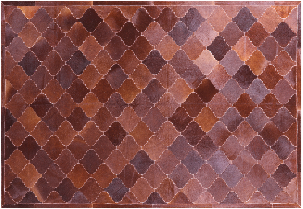 Lantern Tile Brown Natural Cowhide Hand Stitched Rug - Manhattan Rugs
