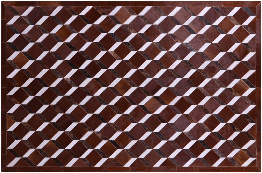 Brown & White Natural Cowhide Hand Stitched Rug - Manhattan Rugs