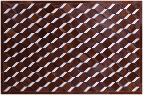 Brown & White Natural Cowhide Hand Stitched Rug - Manhattan Rugs